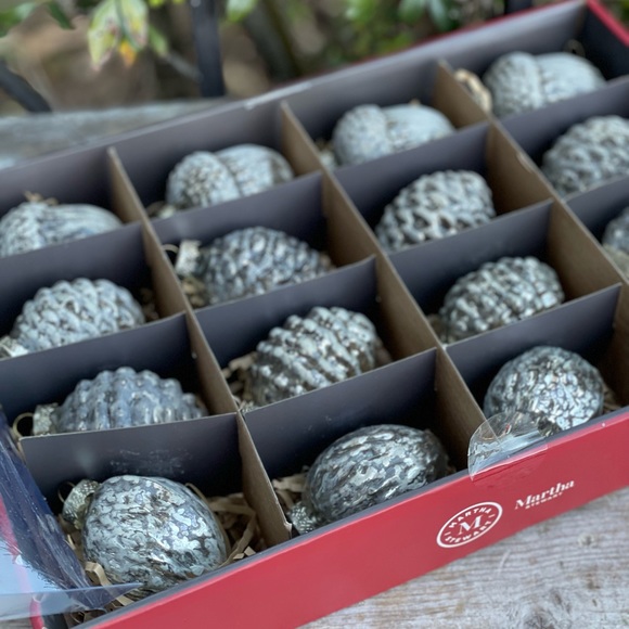 Martha Stewart Silver Mercury Glass Pinecone acorn Christmas Ornaments S… - Picture 9 of 9